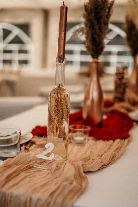 Béžový mušelín běhoun 180 cm