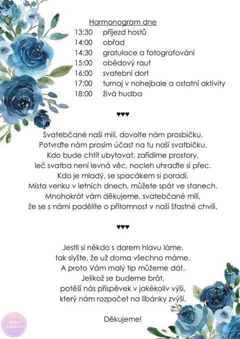 MODRÉ RŮŽE informativní kartička