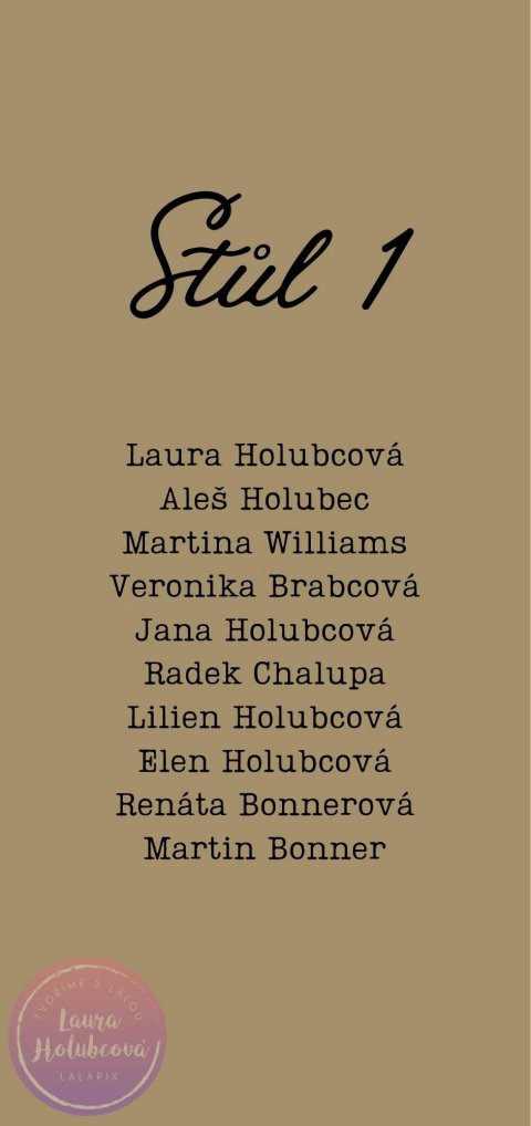 RUSTIK zasedací pořádek