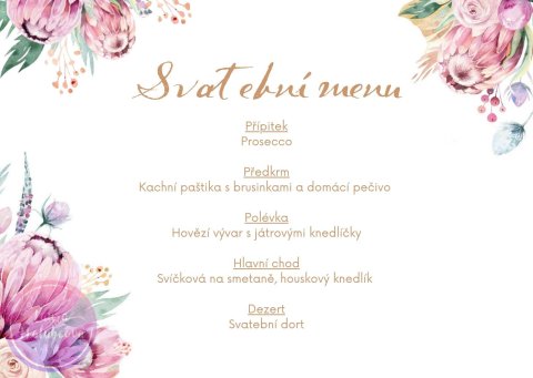 PROTEA svatební menu