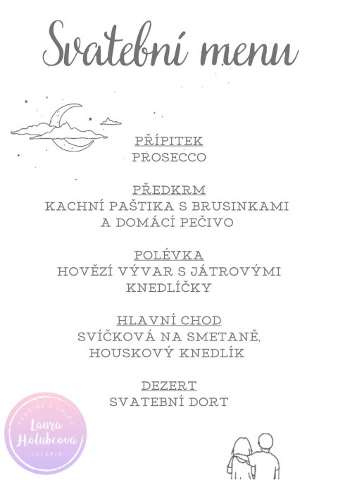 VESMÍR svatební menu