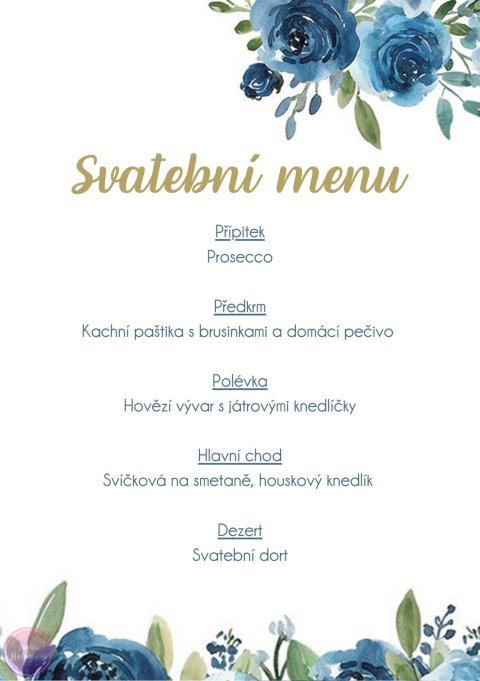 MODRÉ RŮŽE svatební menu