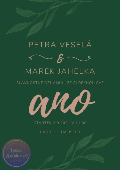 ZELENÉ svatební oznámení
