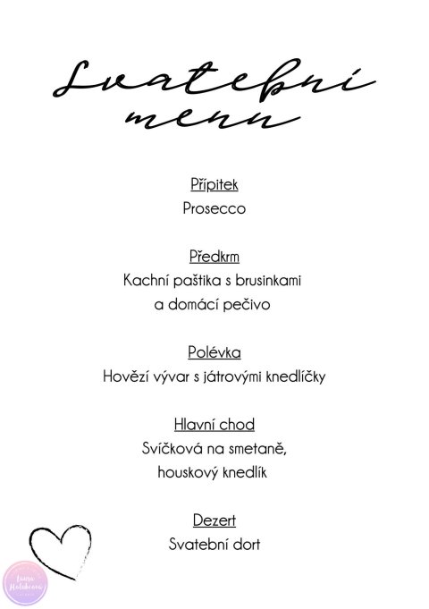 FOTKA svatební menu