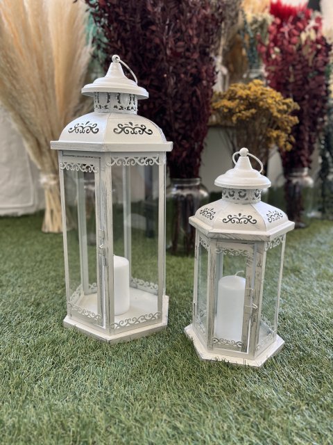 Bílá lucerna hexagon malá