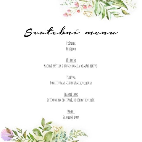 GEO svatební menu