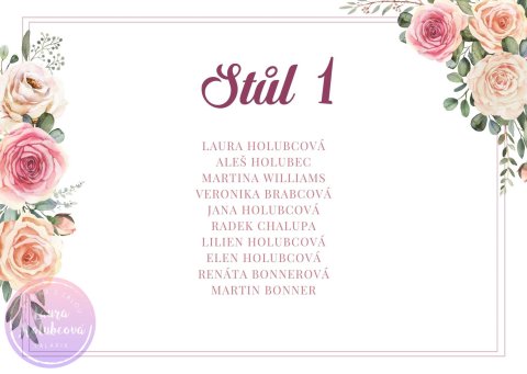 RŮŽE S OBÁLKOU zasedací pořádek