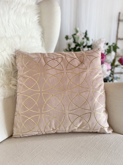 Polštář růžový se zlatou aplikací
