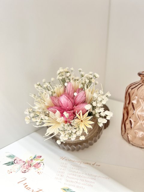 Skleněná krabička na prstýnky kulatá vroubky