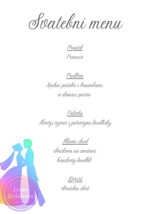 RAINBOW svatební menu