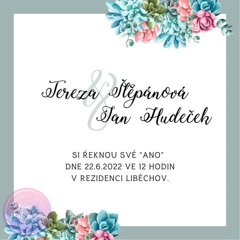 SUKULENTY svatební oznámení