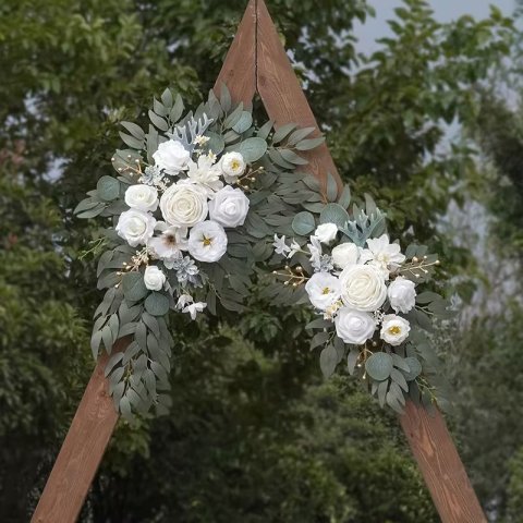 Umělé bílé květiny (sada 2 ks) na slavobránu
