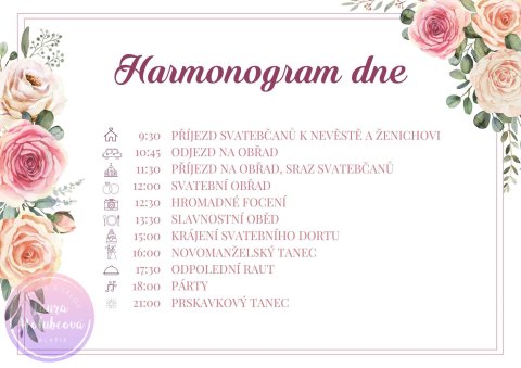 RŮŽE S OBÁLKOU harmonogram dne
