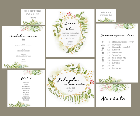 Kompletní tiskoviny na svatbu - grafické zpracování