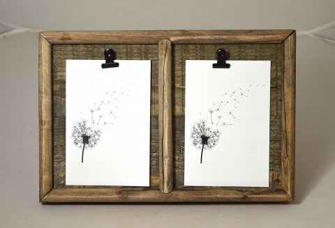 Dřevěný rámeček s klipem dvojitý