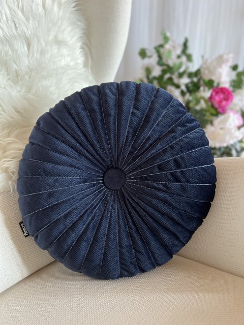 Polštář kulatý tmavě modrý