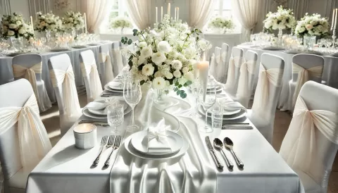 Bílý saténový běhoun 2m