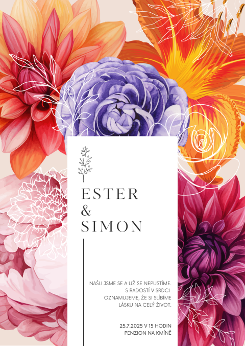 BAREVNÉ KVĚTY svatební oznámení