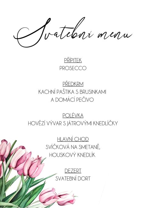 TULIPÁNY svatební menu