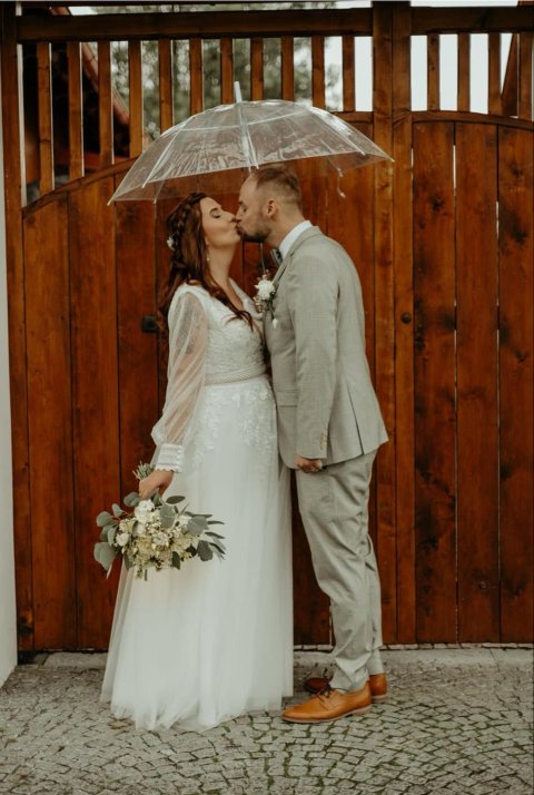 Průhledný deštník bílý