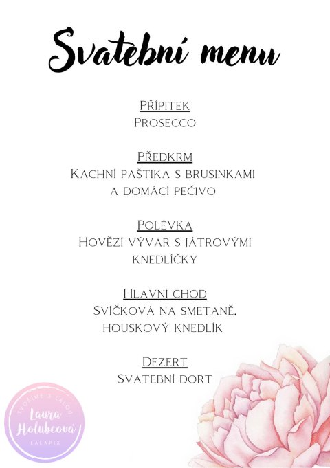 PIVOŇKY svatební menu