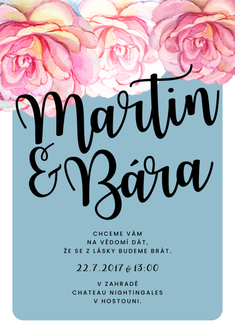 BLUE PEONIA svatební oznámení