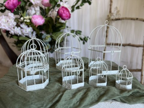 Ptačí klec hexagon různé velikosti (sada)