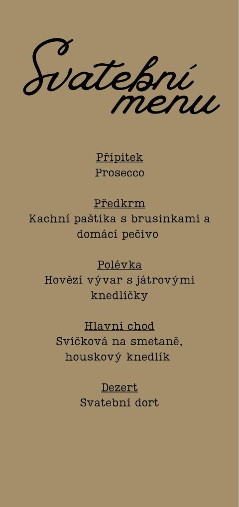 RUSTIK svatební menu