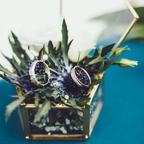 Skleněná krabička na prstýnky pentagon