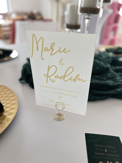 Kovový stojánek zlatý kolečko na jmenovky