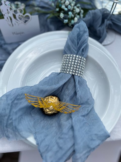 Modrý ubrousek mušelín