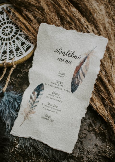 Boho svatební menu